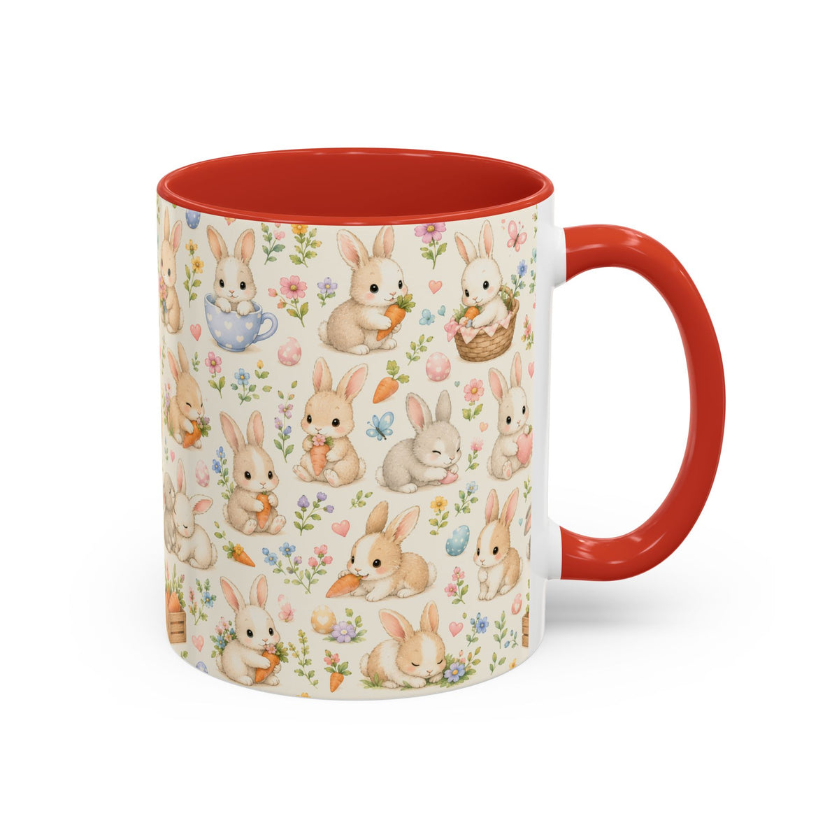 Accent Coffee Mug  (11/15 oz) - Pastel Bunny Garden Easter