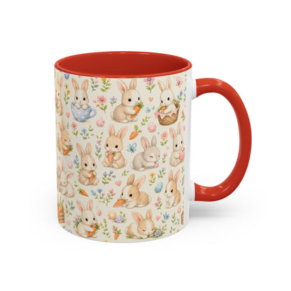 Accent Coffee Mug  (11/15 oz) - Pastel Bunny Garden Easter