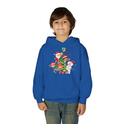 Youth Heavy Blend Hooded Sweatshirt - Super kiddo making christmas tree - [[{"value":"Wonderwear Kid"}]]