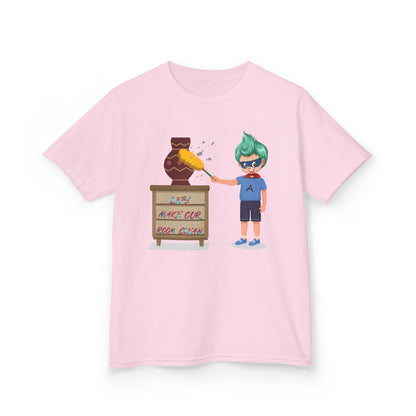 Kids Heavy Cotton™ Tee - Super kiddo cleaning a vase - [[{"value":"Wonderwear Kid"}]]