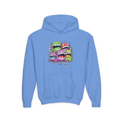 Youth Heavy Blend Hooded Sweatshirt - Cool monster character Printify