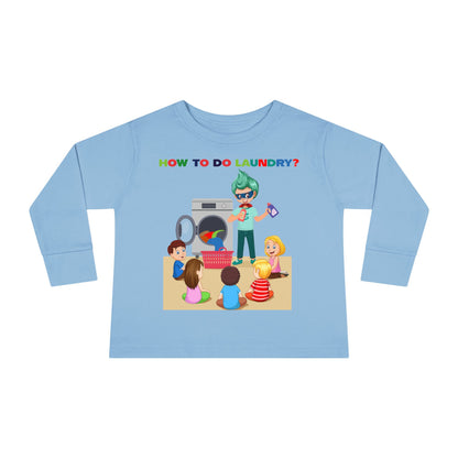 Toddler Long Sleeve Tee - super kiddo teaching laundry - [[{"value":"Wonderwear Kid"}]]