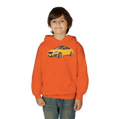 Youth Heavy Blend Hooded Sweatshirt - Yellow car Printify