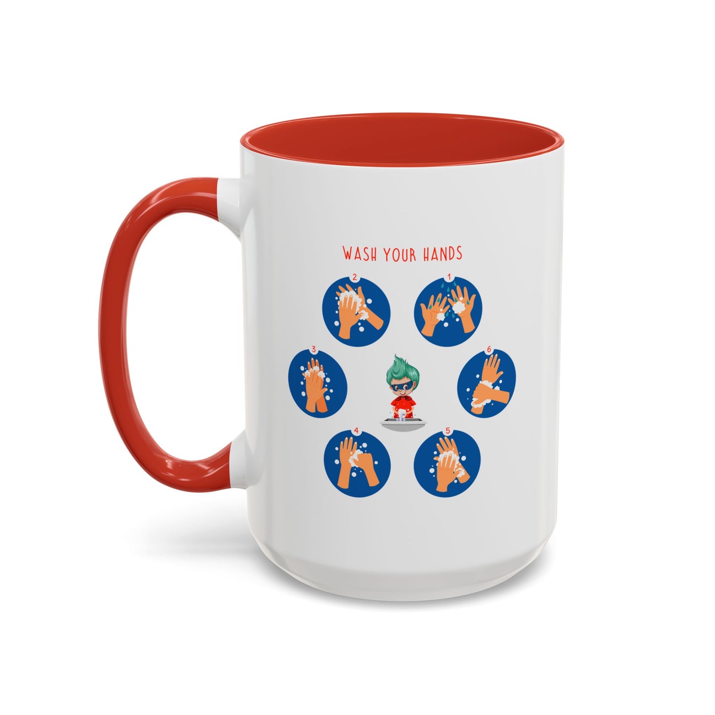 Accent Coffee Mug - Super kiddo teaching how to wash hands