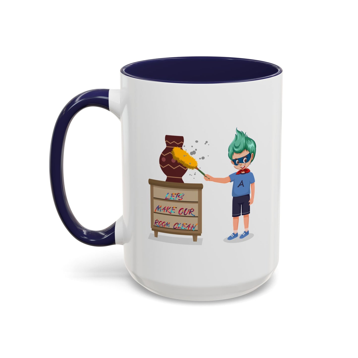 Accent Coffee Mug - Super kiddo cleaning a vase
