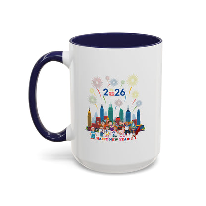 Accent Coffee Mug - Happy new year with fireworks - [[{"value":"Wonderwear Kid"}]]