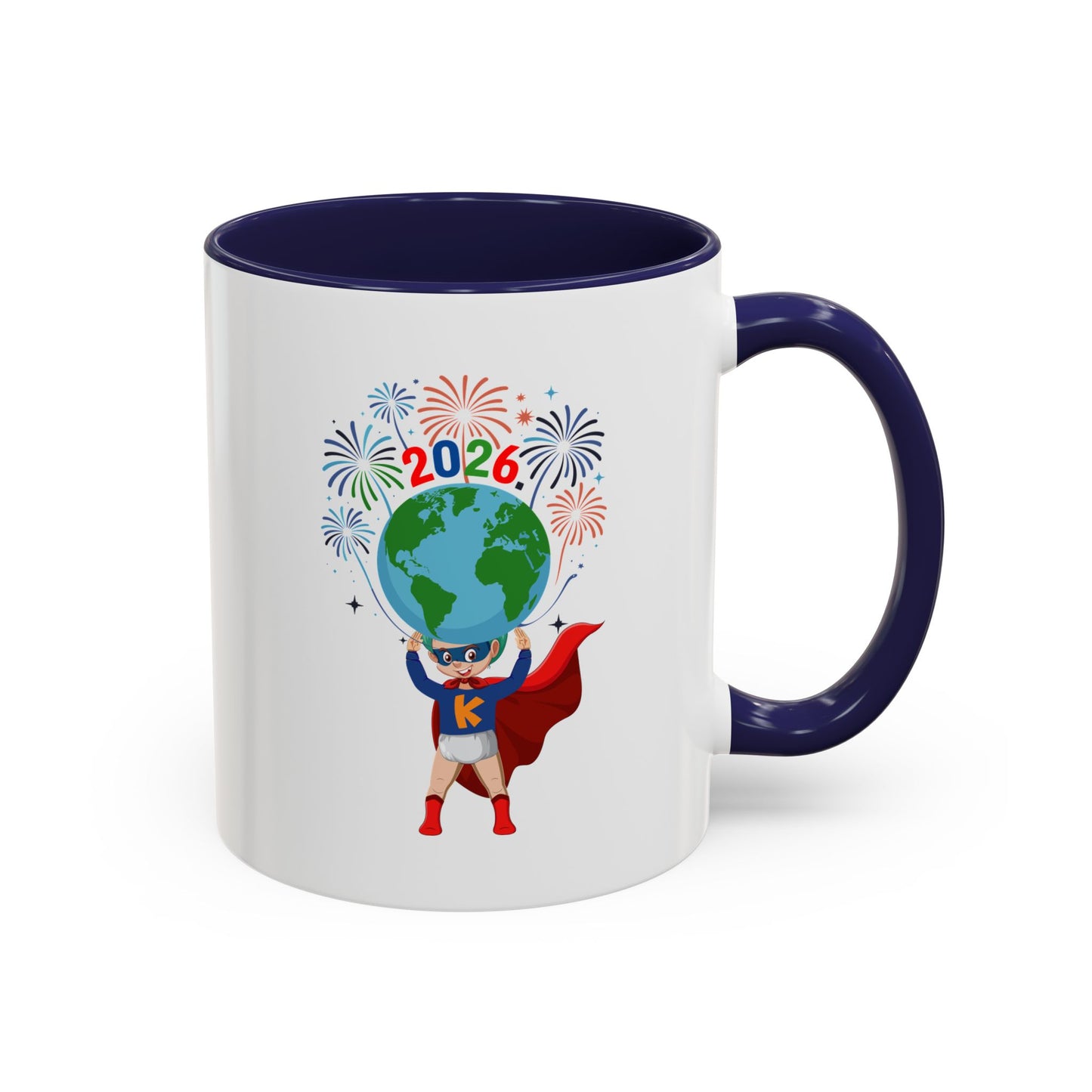 Accent Coffee Mug - Super kiddo holding globe