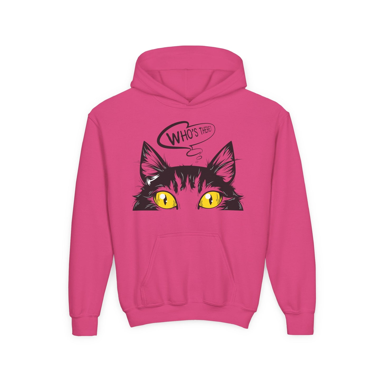 Youth Heavy Blend Hooded Sweatshirt -  Whos there cat