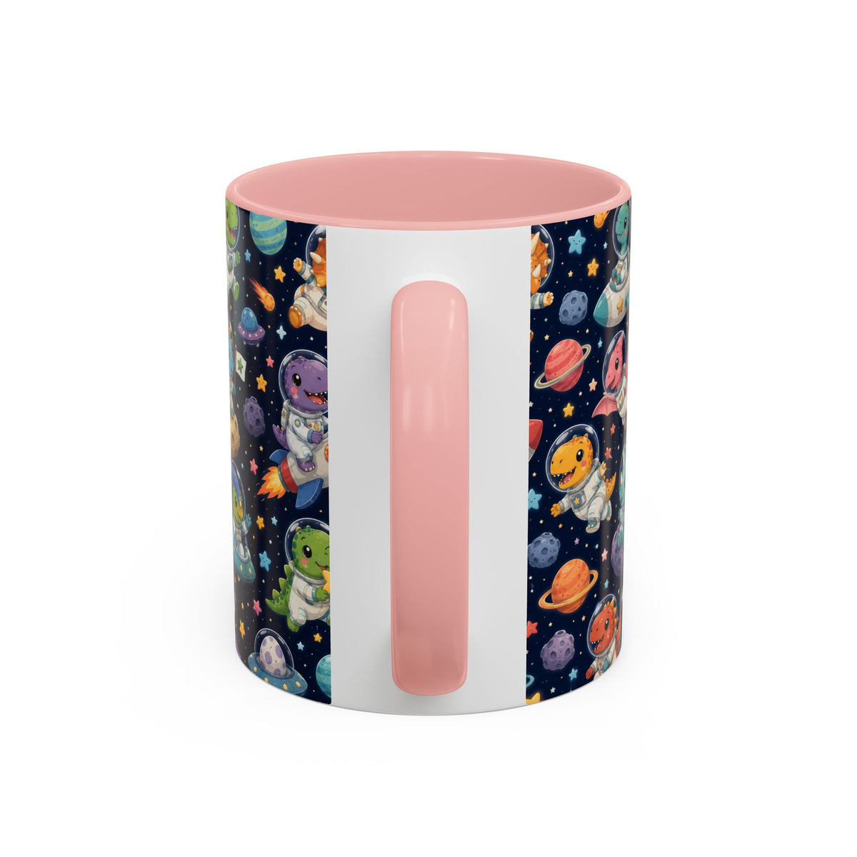 Accent Coffee Mug (11/15 oz) - Cute Dinosaur Astronaut Space