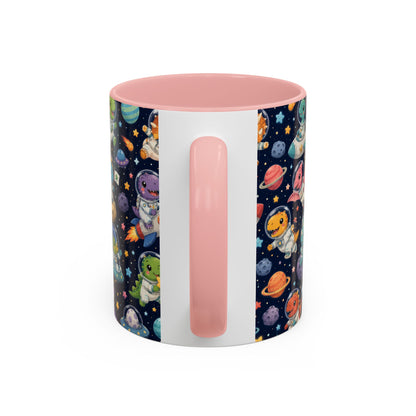 Accent Coffee Mug (11/15 oz) - Cute Dinosaur Astronaut Space
