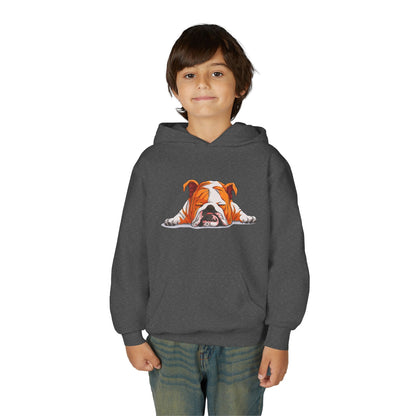 Youth Heavy Blend Hooded Sweatshirt -  Sleeping english bulldog Printify