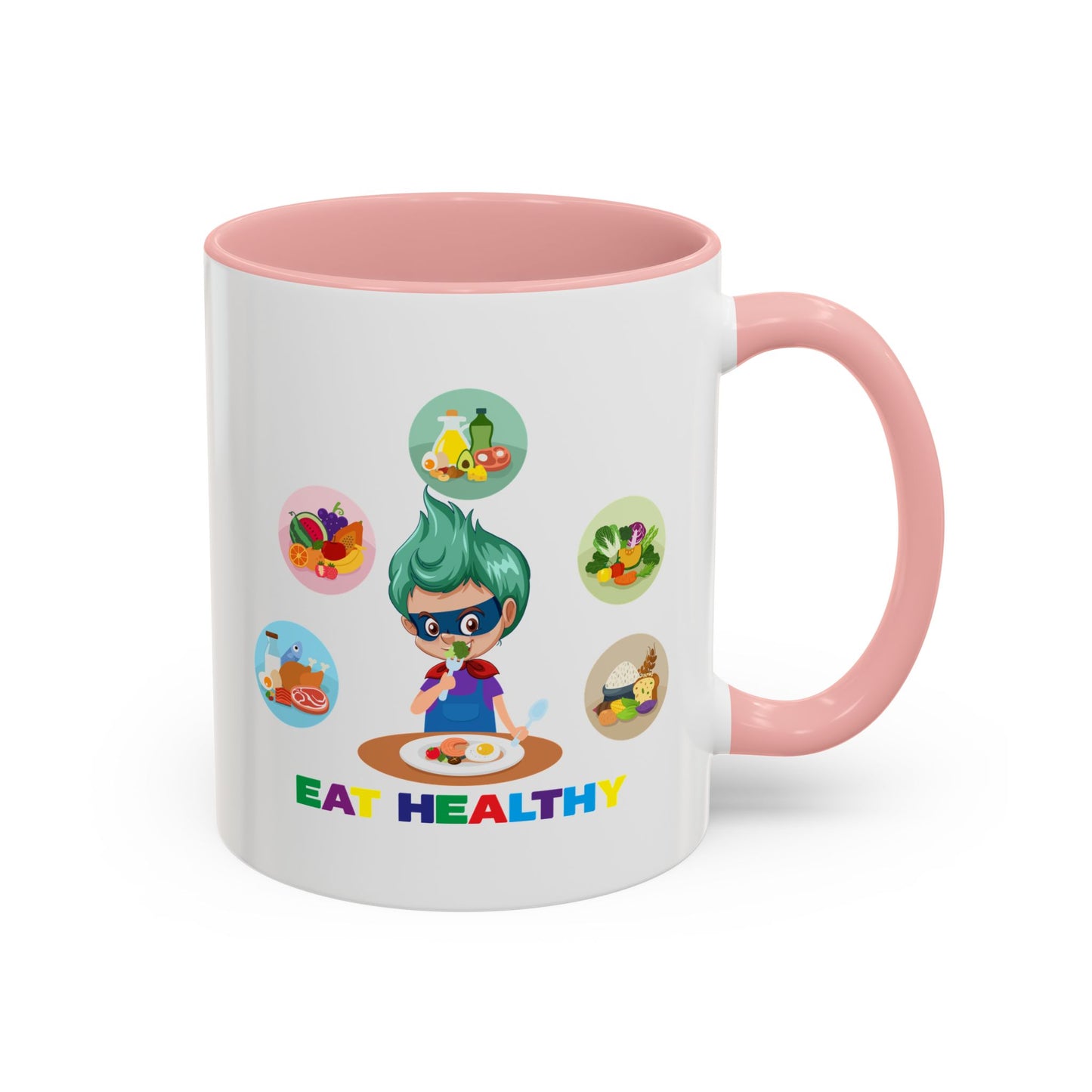 Accent Coffee Mug - Supper kiddo showing healthy food to eat