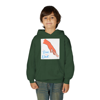 Youth Heavy Blend Hooded Sweatshirt -  Child and dad holding hands Printify