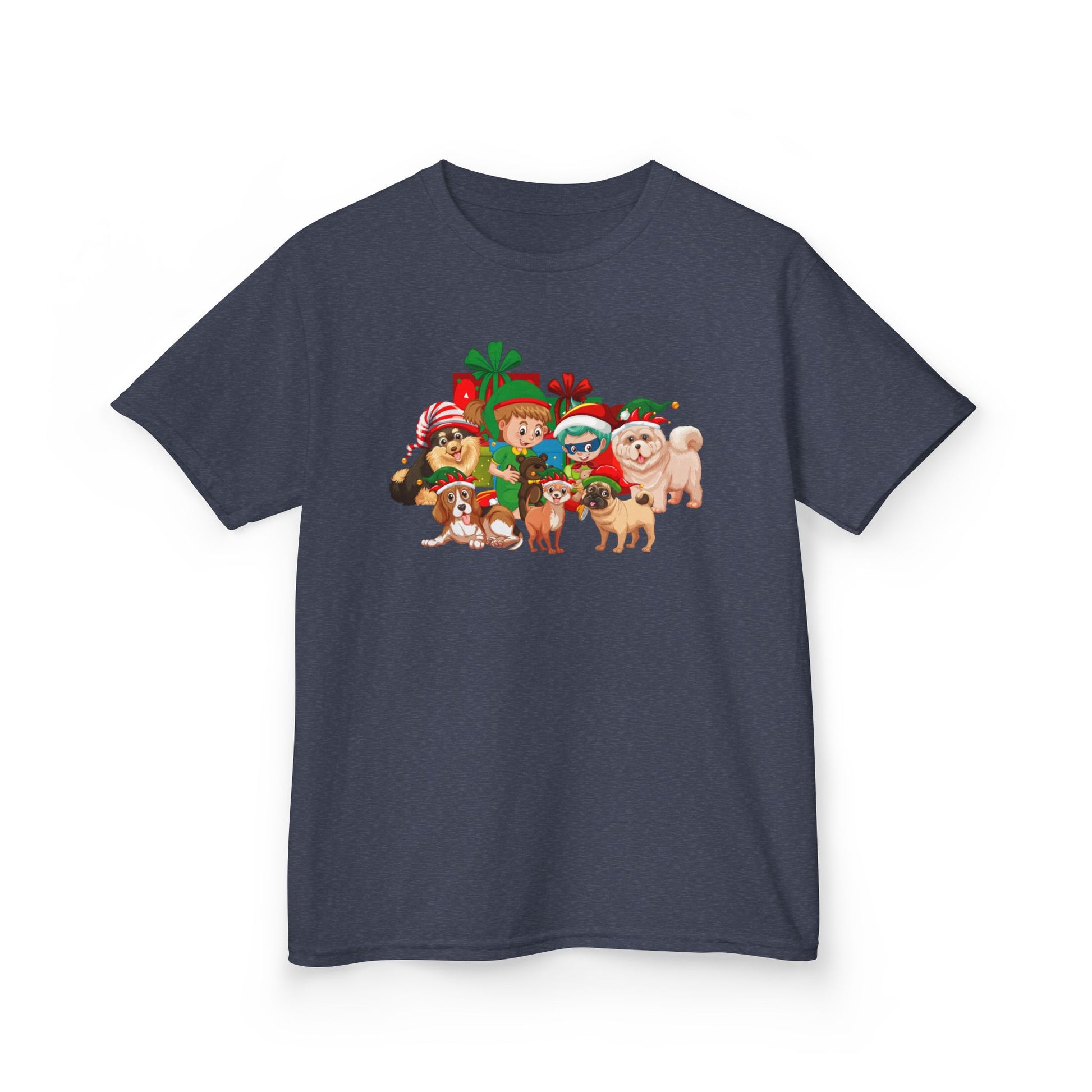 Kids Heavy Cotton™ Tee - Christmas with super kiddo pet friends without text - [[{"value":"Wonderwear Kid"}]]