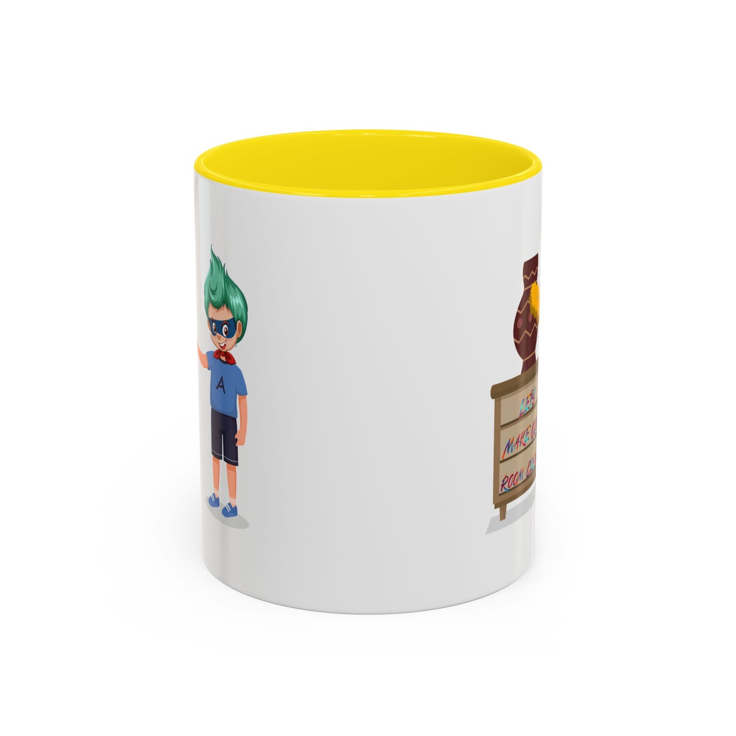 Accent Coffee Mug - Super kiddo cleaning a vase