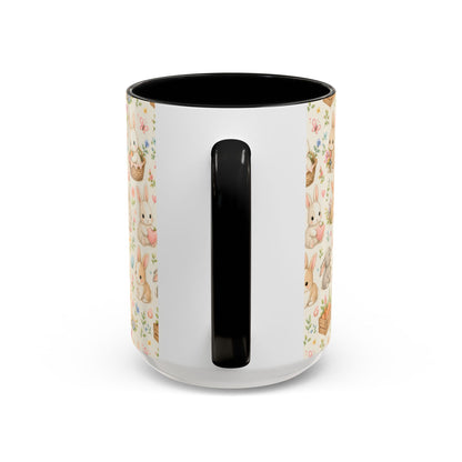 Accent Coffee Mug  (11/15 oz) - Pastel Bunny Garden Easter