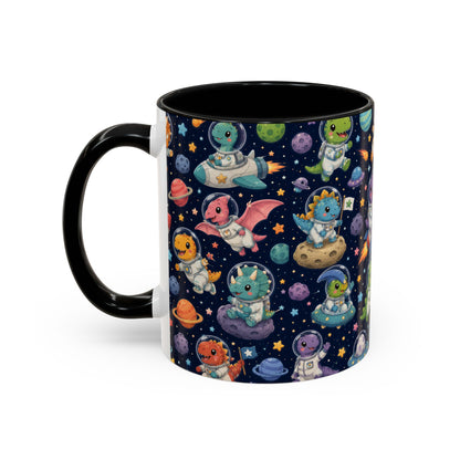 Accent Coffee Mug (11/15 oz) - Cute Dinosaur Astronaut Space