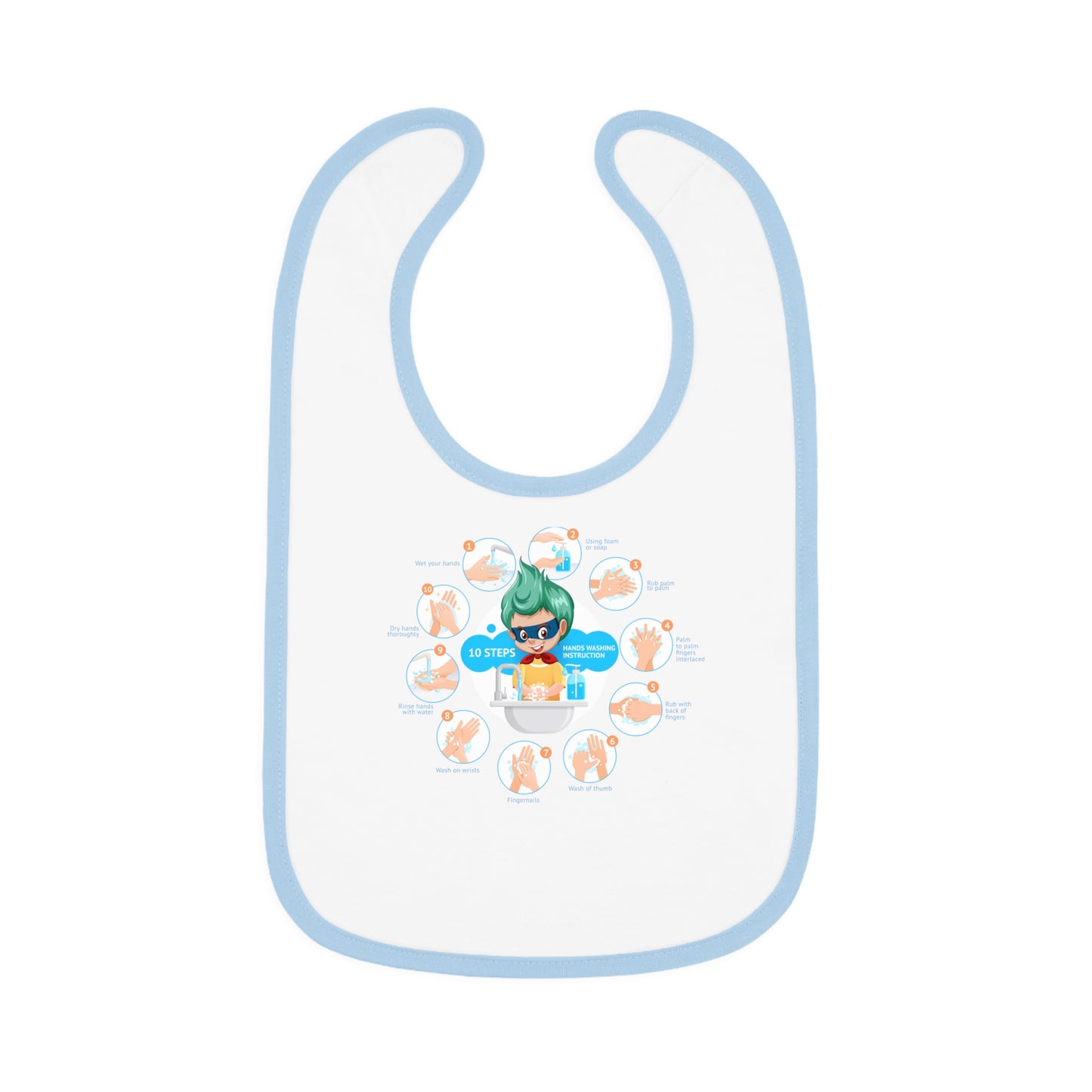 Baby Bib - Super kiddo hand washing steps