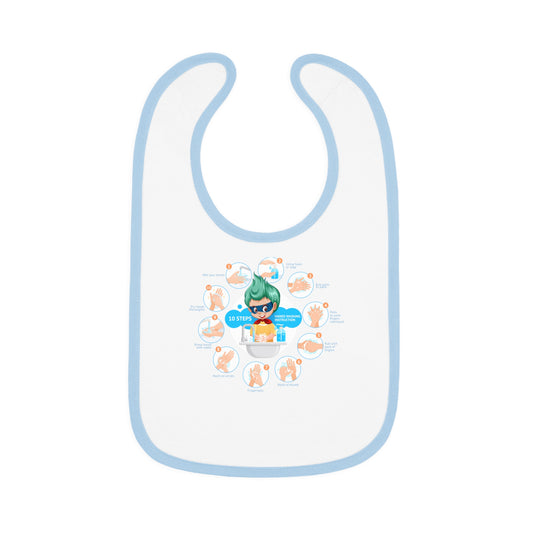 Baby Bib - Super kiddo hand washing steps - [[{"value":"Wonderwear Kid"}]]