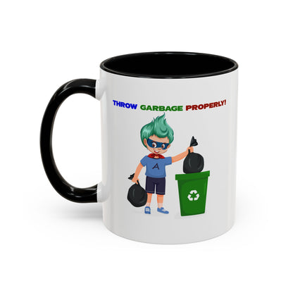Accent Coffee Mug - Super kiddo taking trash out - [[{"value":"Wonderwear Kid"}]]