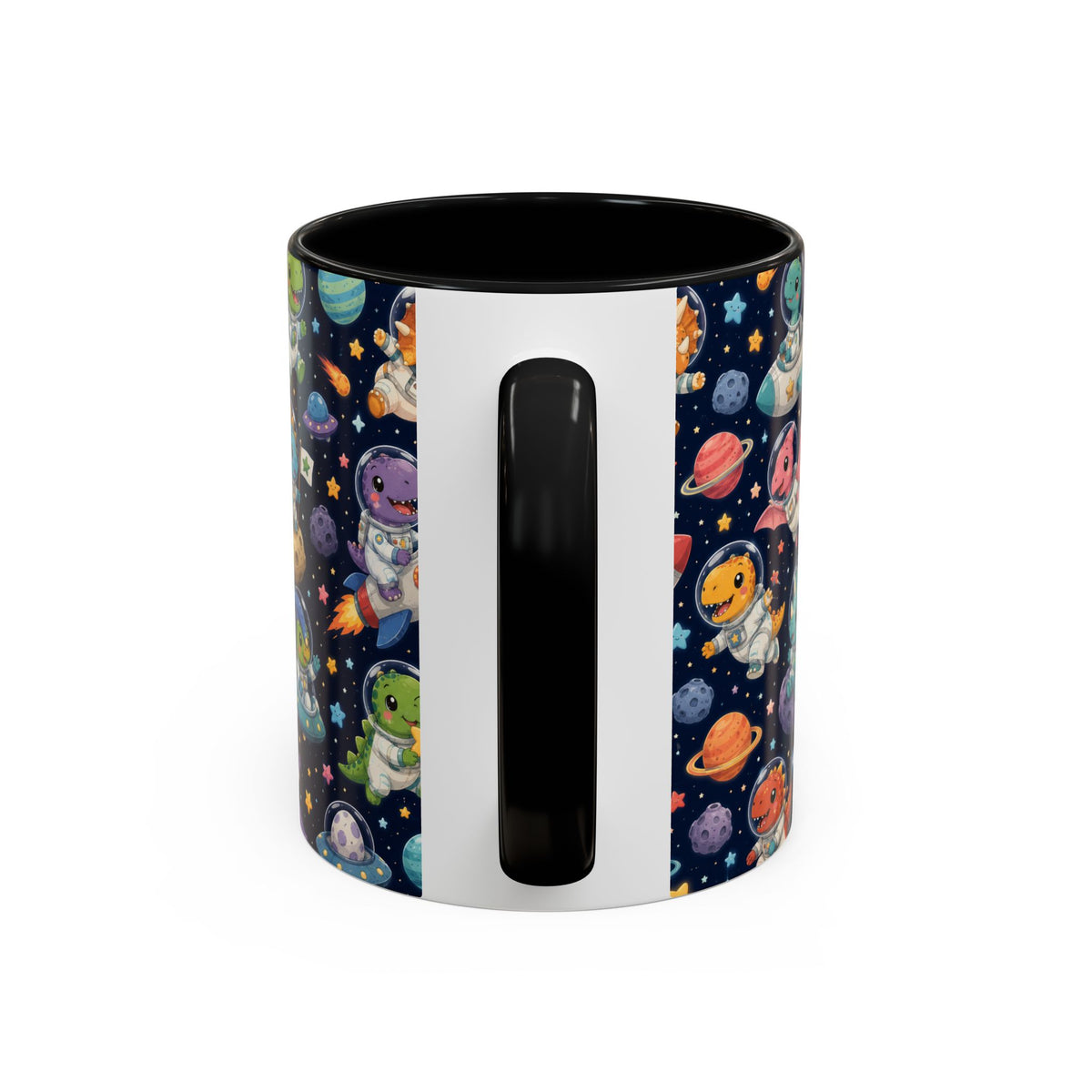 Accent Coffee Mug (11/15 oz) - Cute Dinosaur Astronaut Space