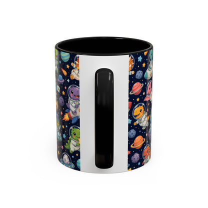 Accent Coffee Mug (11/15 oz) - Cute Dinosaur Astronaut Space