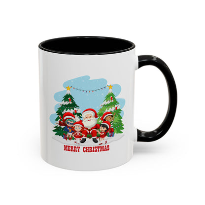 Accent Coffee Mug - Super kiddo with santa claus Merry christmas - [[{"value":"Wonderwear Kid"}]]