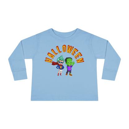Toddler Long Sleeve Tee - Holloween with super kiddo Printify