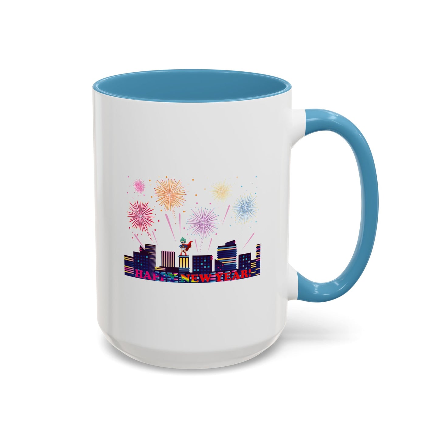 Accent Coffee Mug - Super kiddo with fireworks with text