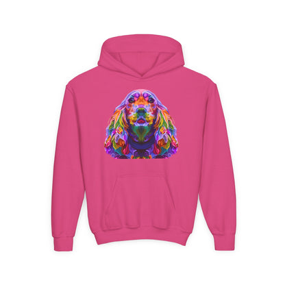 Youth hoodie with adorable golden retriever design Printify