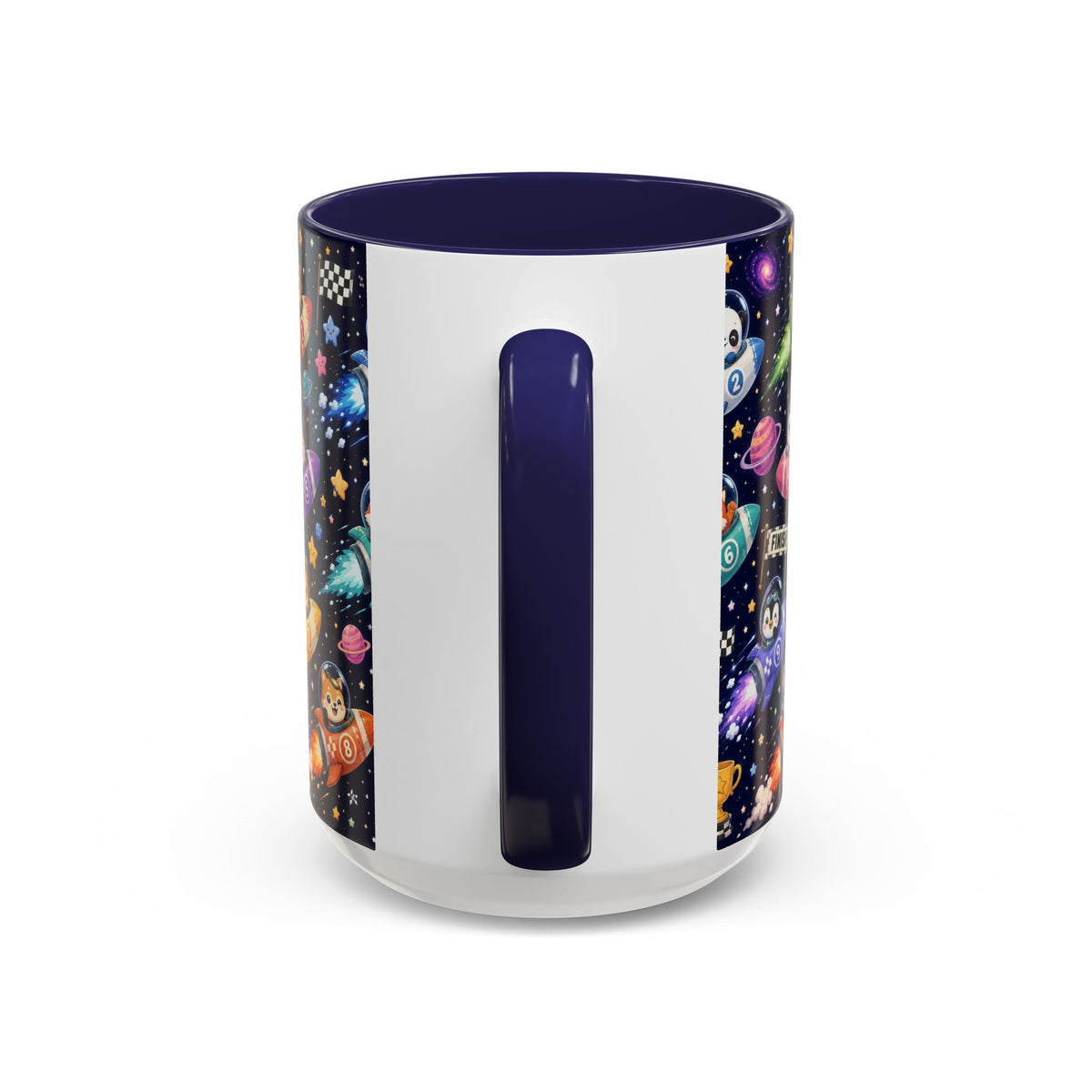 Accent Coffee Mug (11/15 oz) - Kawaii Cosmic Animal Rocket Race