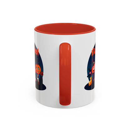 Accent Coffee Mug - Super kiddo wearing pumpkin - [[{"value":"Wonderwear Kid"}]]