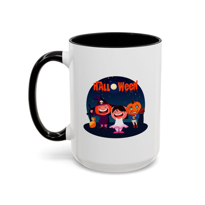 Accent Coffee Mug - Super kiddo wearing pumpkin - [[{"value":"Wonderwear Kid"}]]