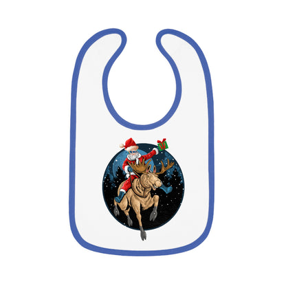 Baby Bib - Super kiddo riding a reindeer - [[{"value":"Wonderwear Kid"}]]