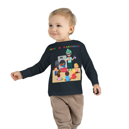 Toddler Long Sleeve Tee - super kiddo teaching laundry - [[{"value":"Wonderwear Kid"}]]