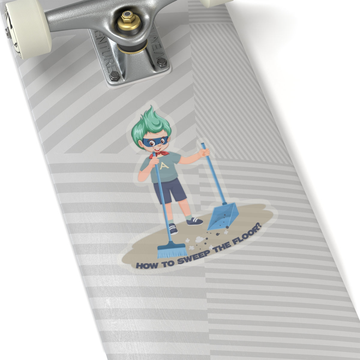 Kiss-Cut Stickers - Super kiddo sweeping floor - [[{"value":"Wonderwear Kid"}]]