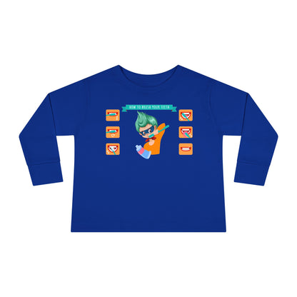 Toddler Long Sleeve Tee - Super kiddo how to brush teeth - [[{"value":"Wonderwear Kid"}]]