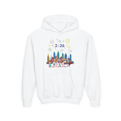 Youth Heavy Blend Hooded Sweatshirt - Happy new year with fireworks - [[{"value":"Wonderwear Kid"}]]