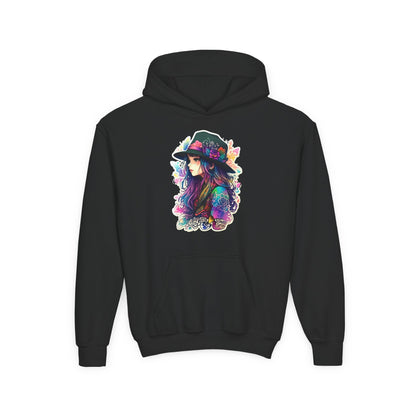 Youth Heavy Blend Hooded Sweatshirt - Beautiful Bohemian Floral Printify