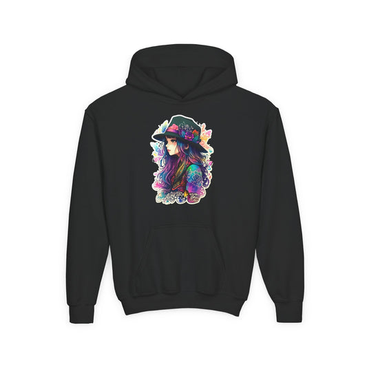 Youth Heavy Blend Hooded Sweatshirt - Beautiful Bohemian Floral Printify
