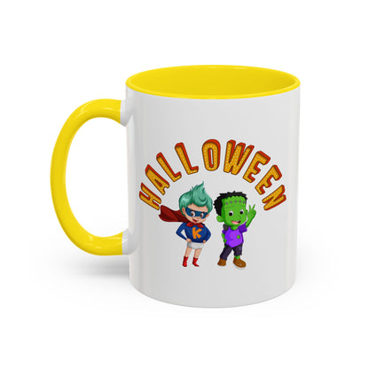 Accent Coffee Mug - Holloween with super kiddo Printify
