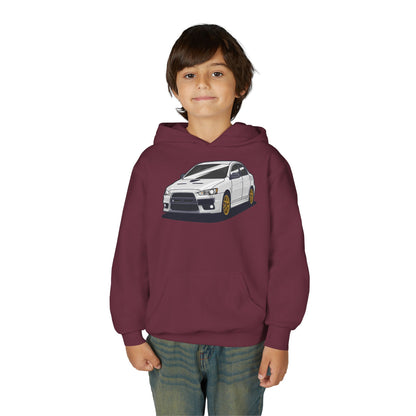 Youth Heavy Blend Hooded Sweatshirt - White car Printify