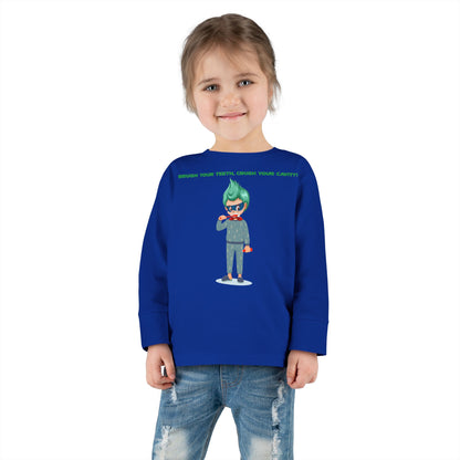 Toddler Long Sleeve Tee - Super kiddo brushing teeth - [[{"value":"Wonderwear Kid"}]]
