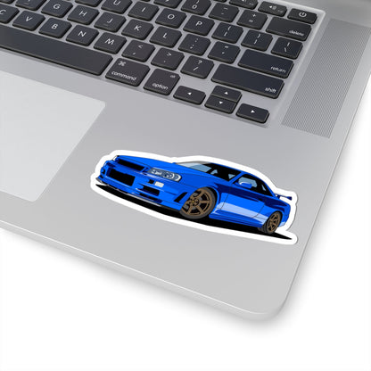 Kiss-Cut Stickers - Blue Race Car Printify
