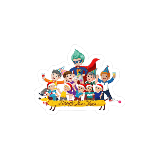 Christmas Kiss-Cut Vinyl Decals – Happy new year with friends - [[{"value":"Wonderwear Kid"}]]