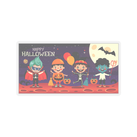 Kiss-Cut Stickers - Super kiddo with friends on holloween - [[{"value":"Wonderwear Kid"}]]
