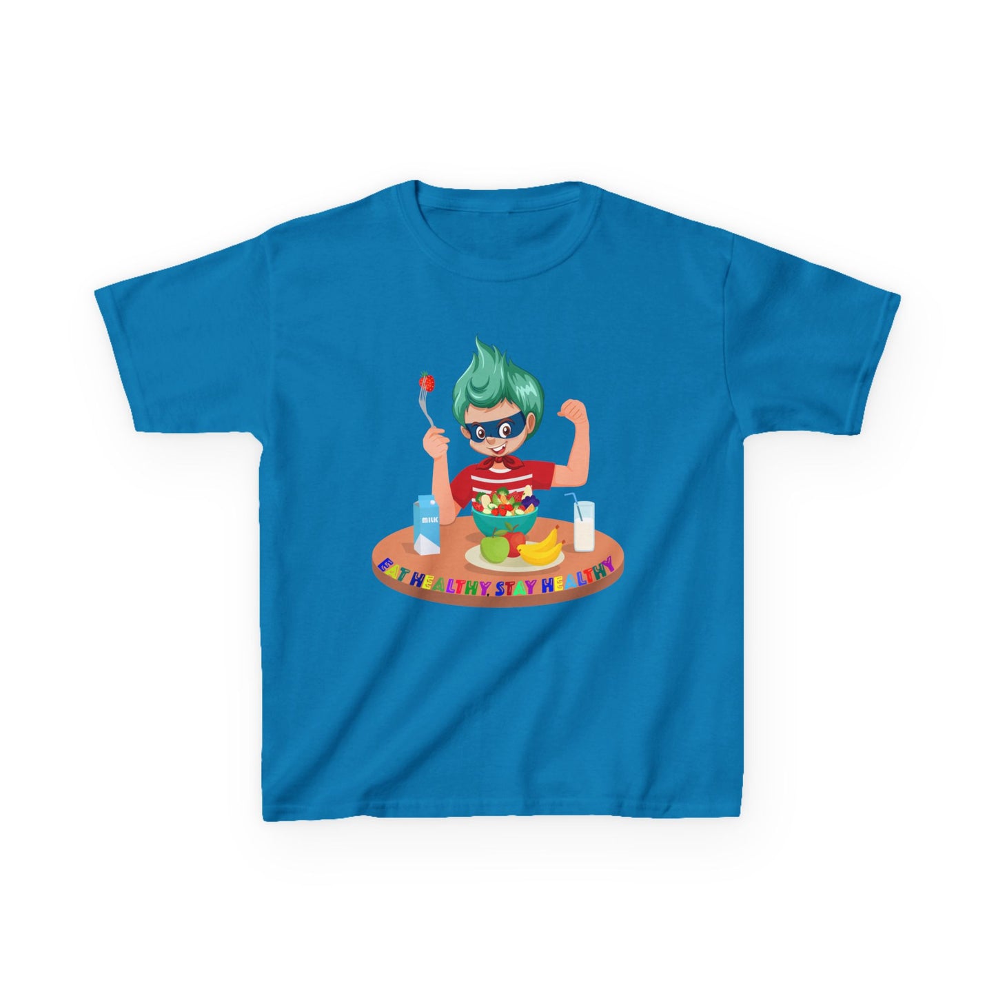 Kids Heavy Cotton™ Tee - super kiddo eating healthy food - [[{"value":"Wonderwear Kid"}]]
