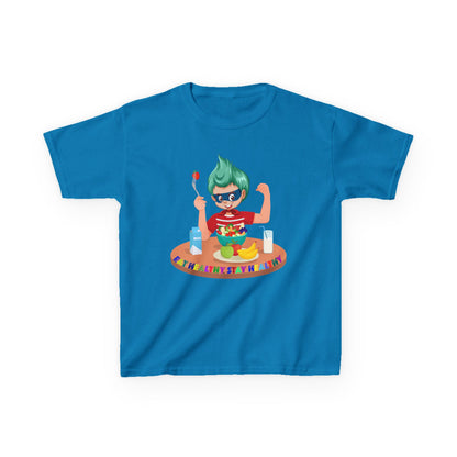 Kids Heavy Cotton™ Tee - super kiddo eating healthy food - [[{"value":"Wonderwear Kid"}]]