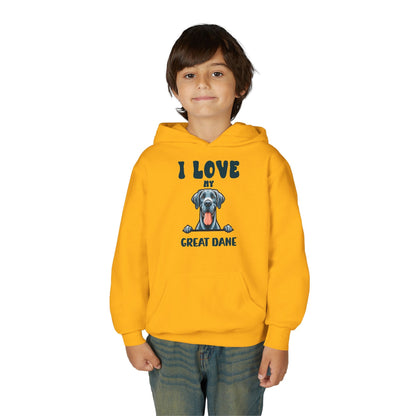 Youth Heavy Blend Hooded Sweatshirt - I love my Great Dane Printify