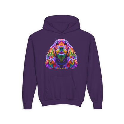 Youth hoodie with adorable golden retriever design Printify